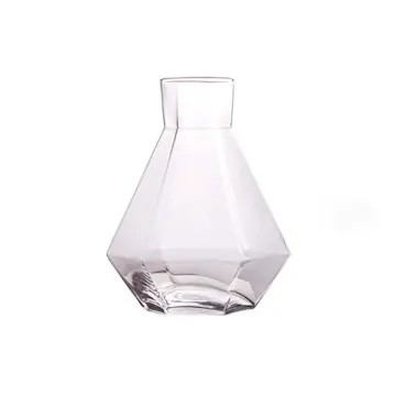 695g Wholesale Diamond Shaped Red Wine Tasting Glass Set with Decanter Smokey Plating Color Available Drinking Glass