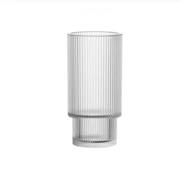 290ML Wholesale Classical Striped Drinking Glass Tumbler High-Temperature Resistant Transparent Coffee Water Juice Glass Cups