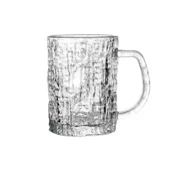 323ML Wholesale Transparent Durable Bark Pattern Thick Glacier Water Beer Cup Glasses Mugs Straw ...