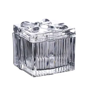 318g Wholesales Factory Clear Glass Candy Storage Jars Glass with Lid Use for Sugar Chocolate Candies Storage Decorations
