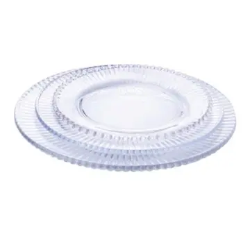 Diameter：250mm Clear Wholesale Elegant Design Crystal Striped Glass Plate Bar Fruit Home Breakfas...