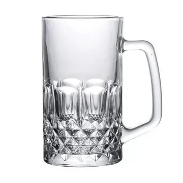 1L Wholesale Large Capacity Glass Beer Mugs with Handle Beer Cups Steins Patterned Can for Home B...