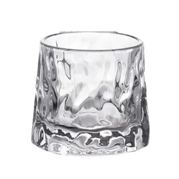 190ml Wholesale Rotating Cup Whiskey Glasses Fashion Glass Cup Custom Nordic Style Rotating Tumbl...